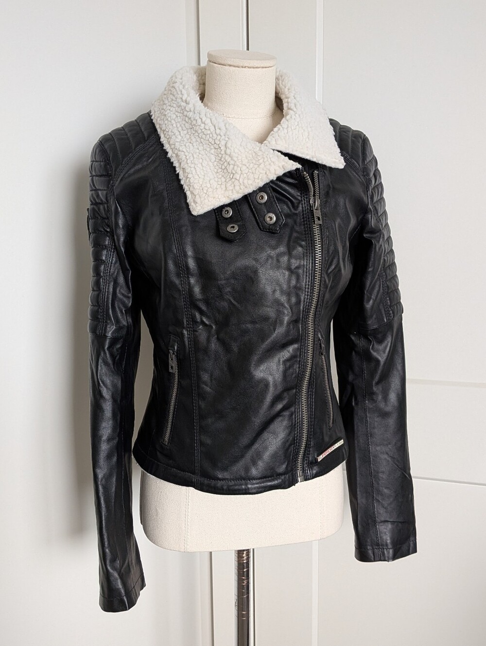 Superdry Roadie Bonnie Faux Leather Sherpa Jacket S